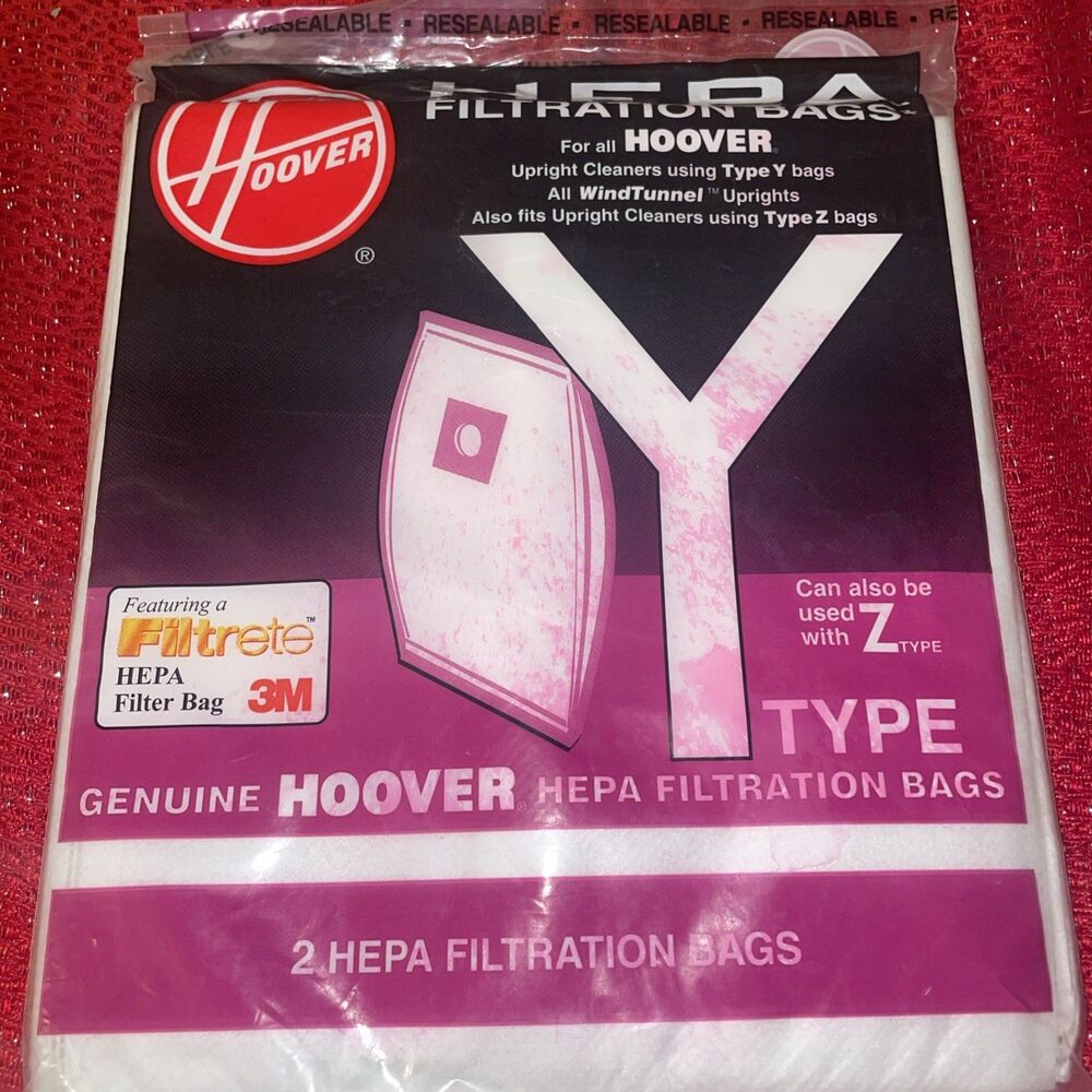 Hoover HEPA Filtration Bags Set of 2 Vacuum Bags 4010801Y Type Y or Z 3M - *NEW*